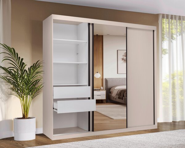 ŠATNÍ SKŘÍŇ S POSUVNÝMI DVEŘM, kašmírová, 250/215/59,5 cm P & B - Šatní skříně, Online Only
