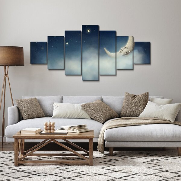 Obraz - Měsíc s hvězdami (210x100 cm)