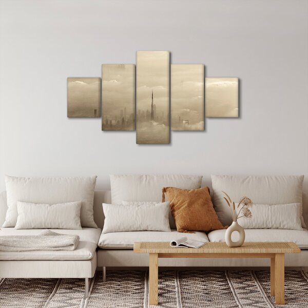 Obraz města v mracích (125x70 cm)