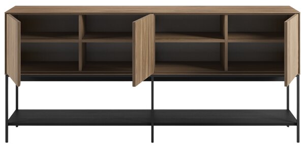 Marckeric Hnědo-černá komoda Amira 180 x 40 cm s dubovým dekorem