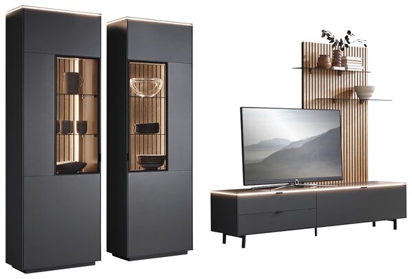 NÍZKÁ KOMODA, antracitová, 216,8/50,1/46 cm Dieter Knoll - TV stolky & komody pod TV