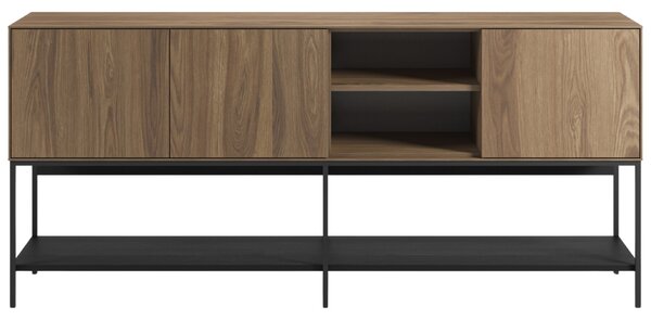 Marckeric Hnědo-černá komoda Amira 180 x 40 cm s dubovým dekorem