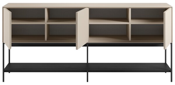 Marckeric Krémově-černá lakovaná komoda Amira 180 x 40 cm