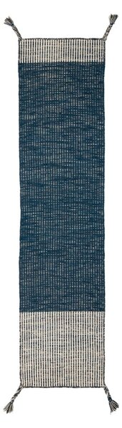Modrý vlněný běhoun Flair Rugs Anu, 60 x 200 cm
