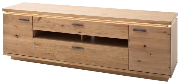 KOMODA POD TELEVIZI, trámový dub, dub bianco, 210/68/50 cm Linea Natura - Komody z masivu