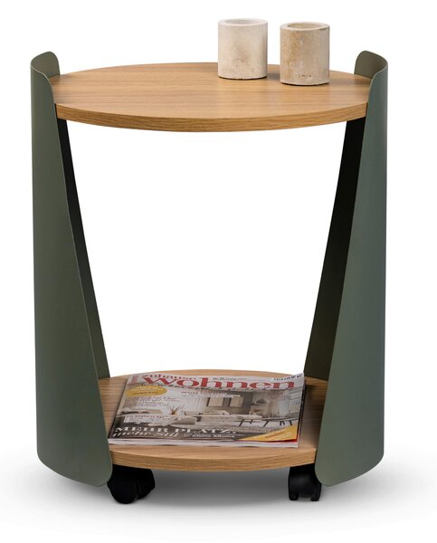 KONFERENČNÍ STOLEK, zelená, barvy dubu, kov, kompozitní dřevo, 40/40/48 cm Xora - Konferenční stolky, Online Only