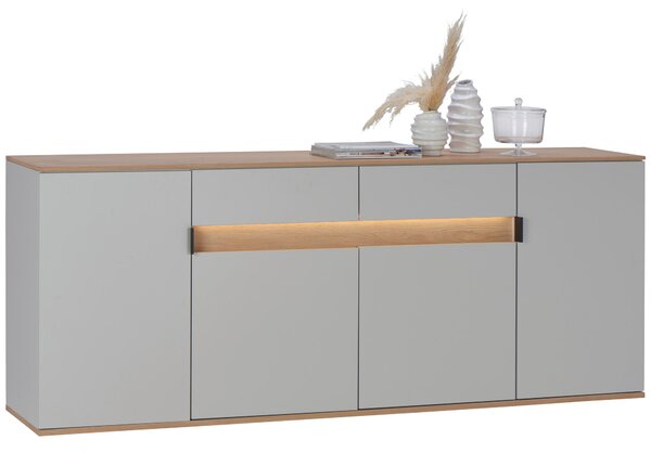 ŠIROKÁ KOMODA, sukový dub, barvy dubu, světle šedá, 205,6/80/42 cm Dieter Knoll - Komody z masivu