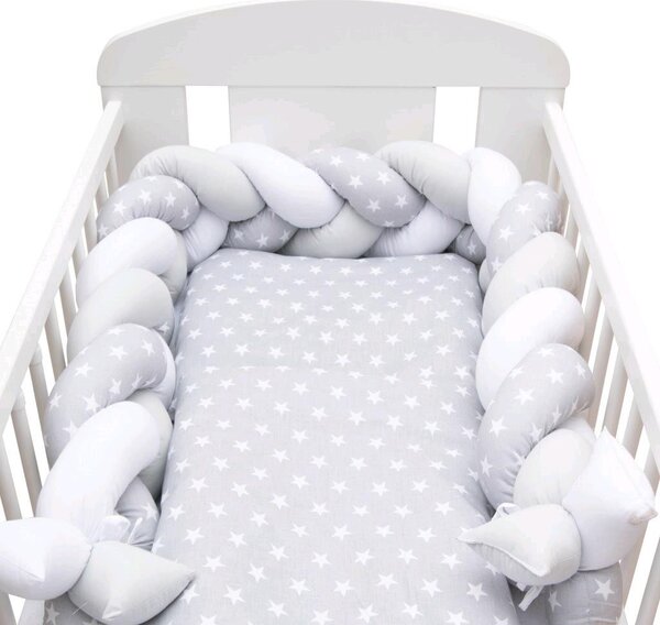 Ochranný mantinel do postýlky cop New Baby Hvězdičky šedo-bílý