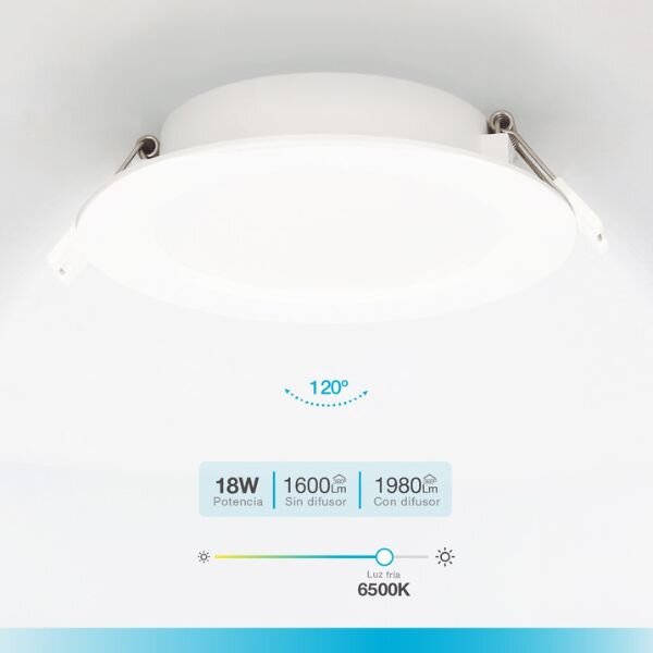 Vestavný LED panel 18W 1600lm, studená, kruhový, 22cm, 3 roky
