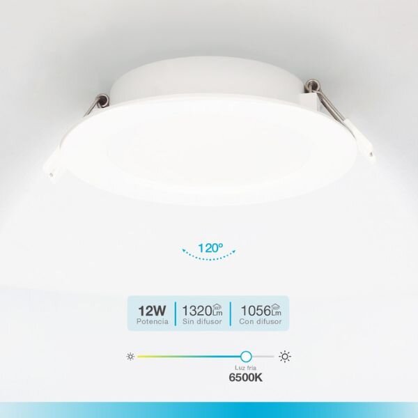 Vestavný LED panel 12W 1056lm, studená, kruhový, 17cm, 3 roky