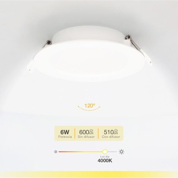 Vestavný LED panel 6W 510lm, denní, kruhový, 12cm, 3 roky