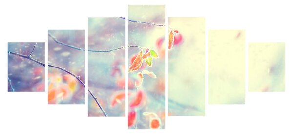 Obraz - Lístky v ledu (210x100 cm)