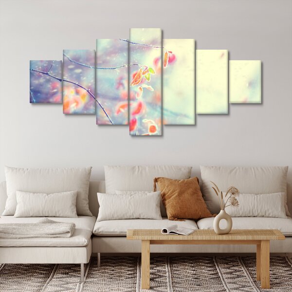 Obraz - Lístky v ledu (210x100 cm)