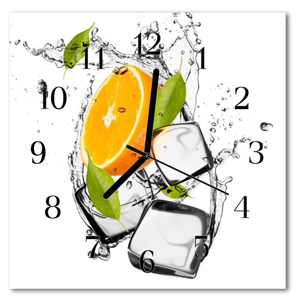 Nástenné skleněné hodiny Oranžová zmrzlina 30x30 cm