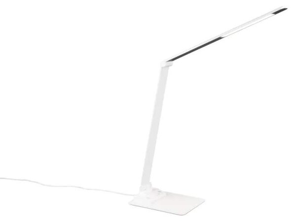 Trio Leuchten 545310131 TRAVIS - LED stolní bílá lampa na pracovní stůl s USB pro nabíjení mobilu, LED 6,5W, 3000+5000+6500K (Moderní stmívatelná LED stolní lampa na pracovní stůl)