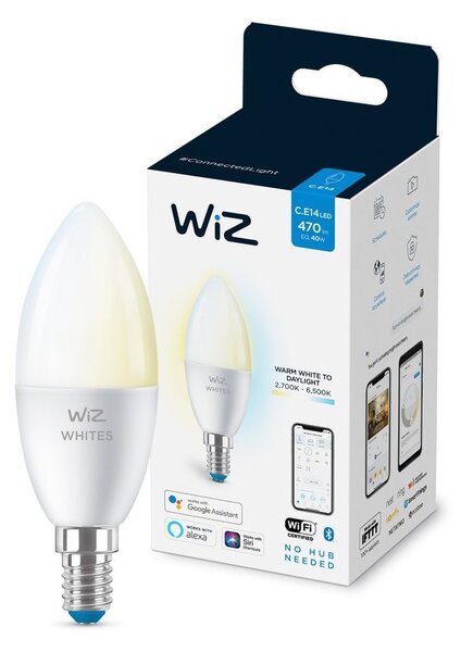 LED Stmívatelná žárovka C37 E14/4,9W/230V 2700-6500K CRI 90 Wi-Fi - WiZ