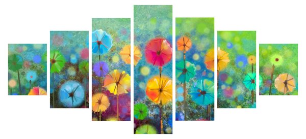 Obraz - Abstraktní květiny (210x100 cm)