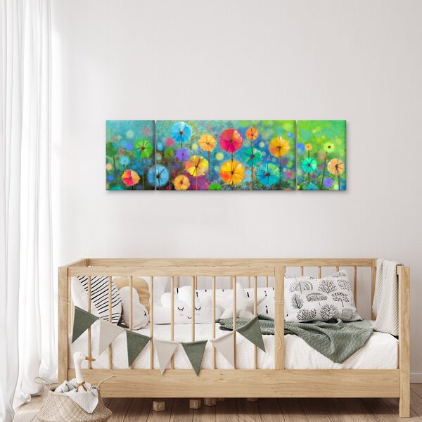 Obraz - Abstraktní květiny (170x50 cm)