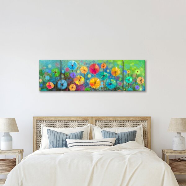 Obraz - Abstraktní květiny (170x50 cm)