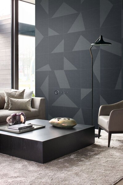 Vliesová šedá geometrická obrazová tapeta - 357232, 200 x 300 cm, Natural Fabrics, Origin
