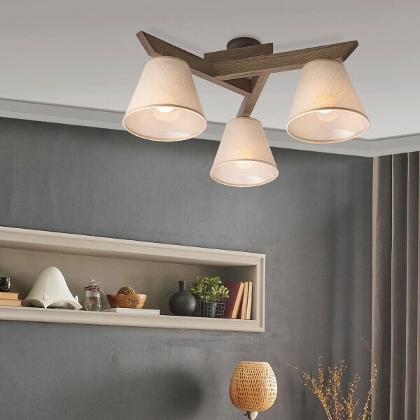 Brilagi - LED Přisazený lustr ANTHONY 3xE14/40W/230V dub ořech/béžová