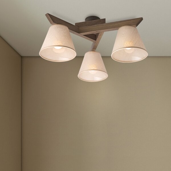 Brilagi - LED Přisazený lustr ANTHONY 3xE14/40W/230V dub ořech/béžová