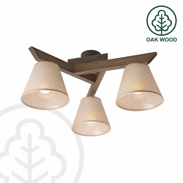 Brilagi - LED Přisazený lustr ANTHONY 3xE14/40W/230V dub ořech/béžová