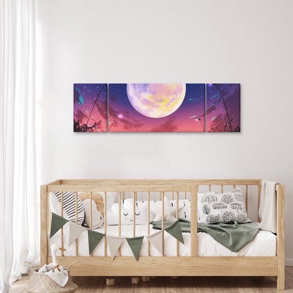 Obraz - Žena a pes při úplňku (170x50 cm)