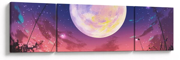 Obraz - Žena a pes při úplňku (170x50 cm)