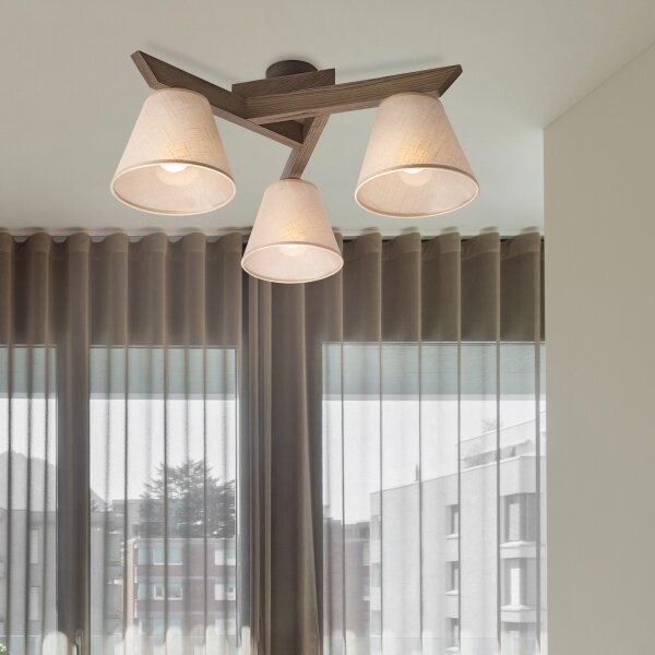 Brilagi - LED Přisazený lustr ANTHONY 3xE14/40W/230V dub ořech/béžová