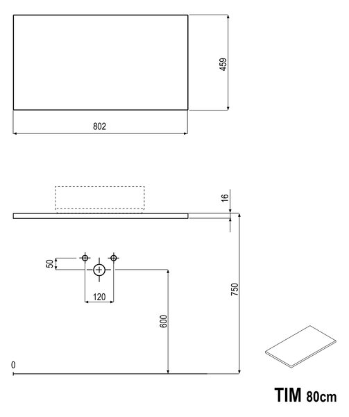 Koupelnová skříňka pod umyvadlo TIM 80 cm