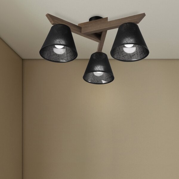 Brilagi - LED Přisazený lustr ANTHONY 3xE14/40W/230V dub ořech/černá