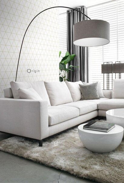 Moderní vliesová designová tapeta na zeď - zlaté obrysy trojúhelníků 347682, City Chic, Precious, Origin
