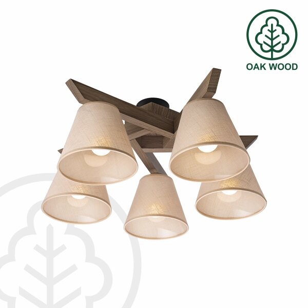 Brilagi - LED Přisazený lustr ANTHONY 5xE14/40W/230V dub ořech/béžová