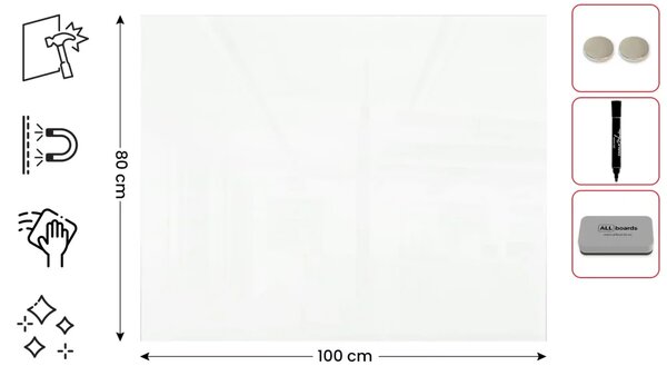 ALLboards CLASSIC TS100x80W skleněná tabule 100 x 80 cm