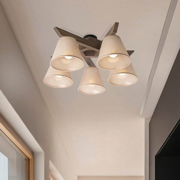 Brilagi - LED Přisazený lustr ANTHONY 5xE14/40W/230V dub ořech/béžová