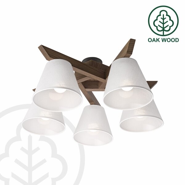 Brilagi - LED Přisazený lustr ANTHONY 5xE14/40W/230V dub ořech/bílá