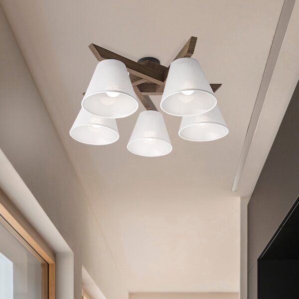 Brilagi - LED Přisazený lustr ANTHONY 5xE14/40W/230V dub ořech/bílá