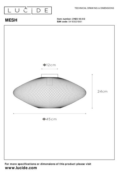 LUCIDE 21123/45/02 MESH Přisazené stropní svítidlo E27 1x40W matná zlatá/mosaz
