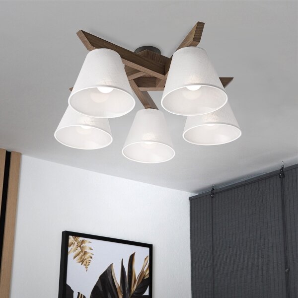 Brilagi - LED Přisazený lustr ANTHONY 5xE14/40W/230V dub ořech/bílá