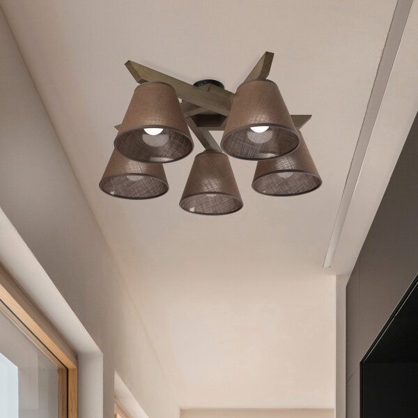 Brilagi - LED Přisazený lustr ANTHONY 5xE14/40W/230V dub ořech/hnědá