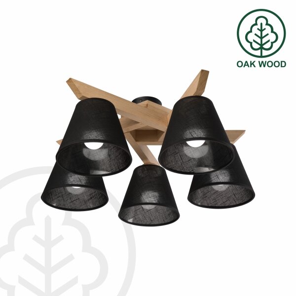 Brilagi - LED Přisazený lustr ANTHONY 5xE14/40W/230V dub/černá