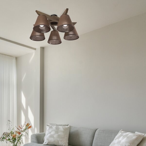 Brilagi - LED Přisazený lustr ANTHONY 5xE14/40W/230V dub ořech/hnědá