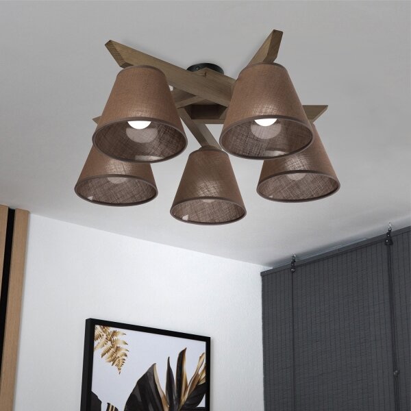 Brilagi - LED Přisazený lustr ANTHONY 5xE14/40W/230V dub ořech/hnědá