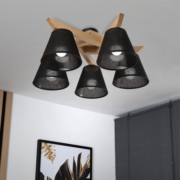Brilagi - LED Přisazený lustr ANTHONY 5xE14/40W/230V dub/černá
