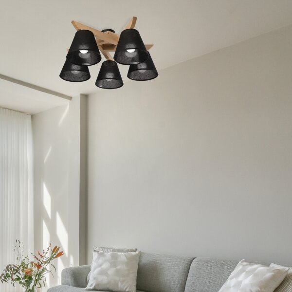Brilagi - LED Přisazený lustr ANTHONY 5xE14/40W/230V dub/černá