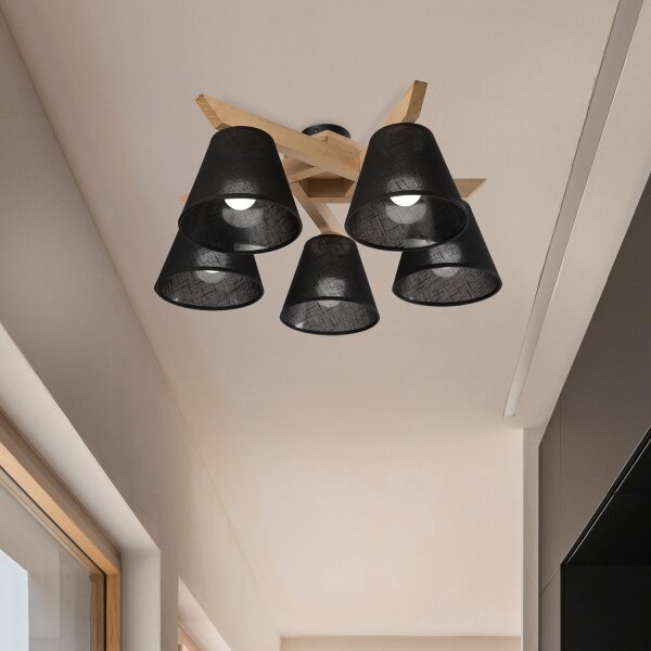 Brilagi - LED Přisazený lustr ANTHONY 5xE14/40W/230V dub/černá