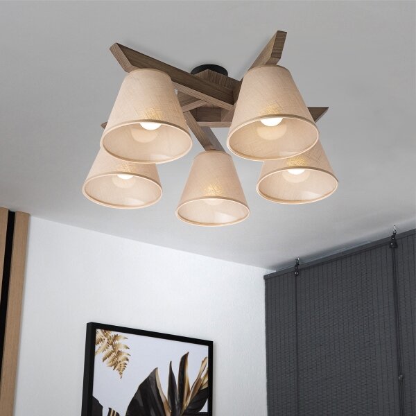Brilagi - LED Přisazený lustr ANTHONY 5xE14/40W/230V dub ořech/béžová