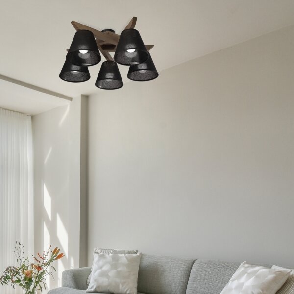 Brilagi - LED Přisazený lustr ANTHONY 5xE14/40W/230V dub ořech/černá