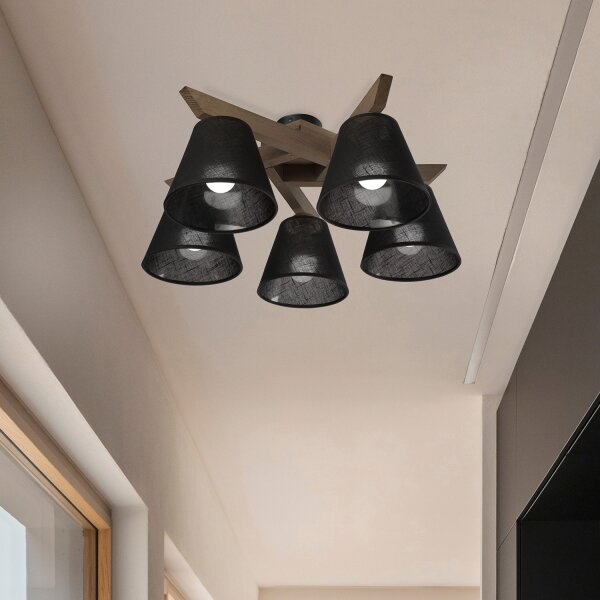 Brilagi - LED Přisazený lustr ANTHONY 5xE14/40W/230V dub ořech/černá